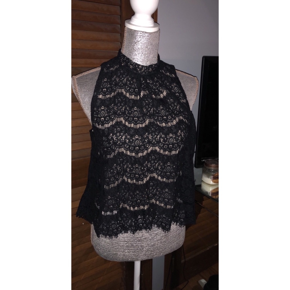 Black and Cream Lace Top